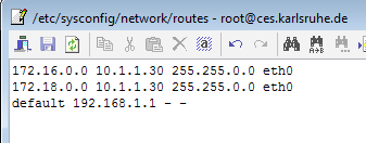 Anpassungen an der Datei routes (2) Verbinden Sie sich mit WinSCP mit dem Gserver, browsen Sie zu der entsprechenden