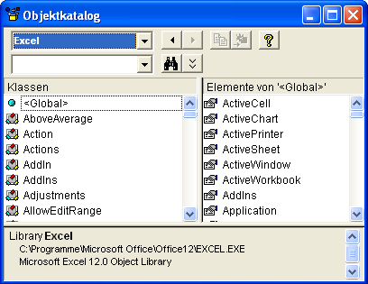 Objektkatalog Öffnen Sie mit <ALT>+<F11> den Visual Basic Editor.