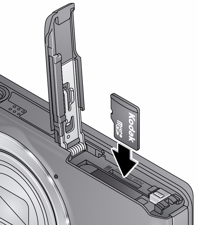 Verwenden einer microsd- oder SDHC-Speicherkarte (Zubehör) Die Kamera verfügt über einen internen Speicher.