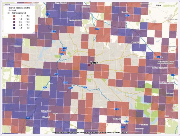 899 Haushalte Alle farbig dargestellten Planquadrate haben ein überdurchschnittliches Potenzial Alle