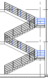 5 Wählen Sie das Geländer am Podest der Treppe aus. Sie ändern die Konstruktion dieses Geländers in einen wandmontierten Typ. Außerdem fügen Sie diesem Typ Verlängerungen des Handlaufs hinzu.