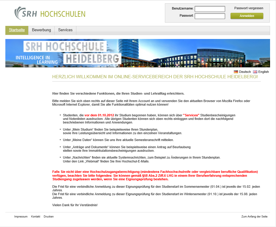 Login Im Webportal der SRH Hochschule Heidelberg finden Sie alle wichtigen Informationen rund um ihr Studium und weitere Services.
