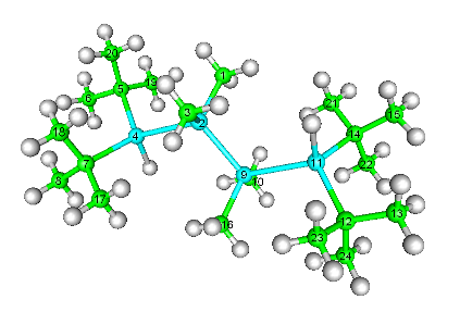 5.2 Quantenmechanische Untersuchungen an Zinn-Silzium-Organylen 94 Bindungslängen in Å Röntgen- B3Lyp r B3Lyp r RHF r RHF r struktur Lanl2dz SDD Lanl2dz SDD C(5) C(6) 1.49 1.552 0.062 1.551 0.061 1.