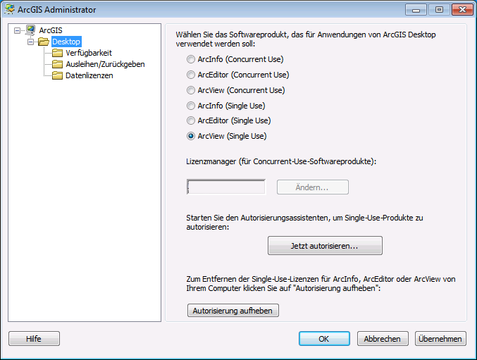 2 Autorisierung von ArcGIS 10 Die Autorisierung von ArcGIS 10 ist rechnergebunden und verwendet mehrere Hardware- Identifikationen.