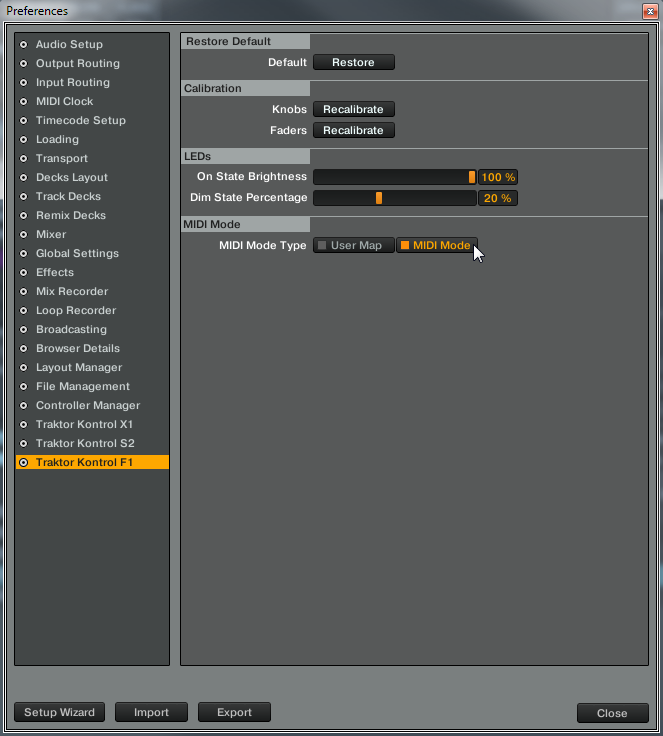 TRAKTOR-KONTROL-F1-Referenz MIDI-Modus 2.