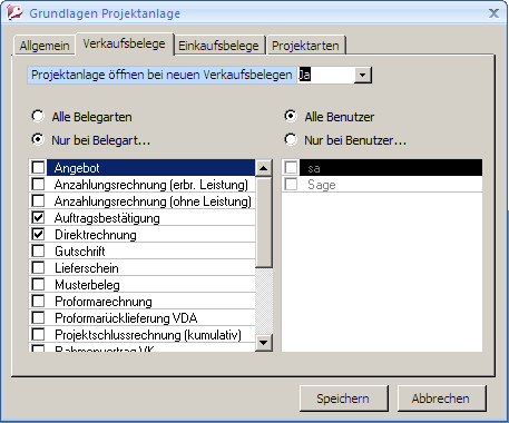 2.2 Verkaufsbelege/ Einkaufsbelege Auf den Registerseiten Verkaufsbelege bzw.