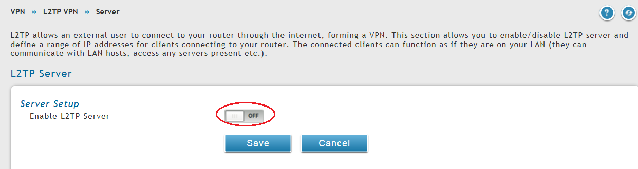[Einrichtung der L2TP VPN] 1.) Bitte aktivieren Sie den L2TP Servermodus, gehen Sie hierzu auf VPN => L2TP VPN => Server Aktivieren und Konfigurieren Sie den L2TP Server a.