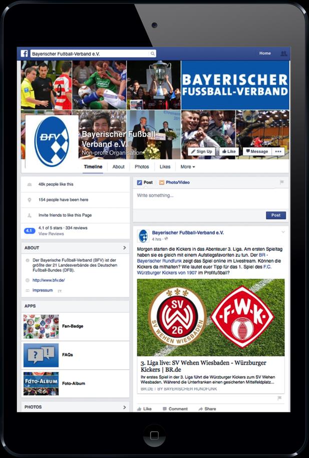 Der Bayerische Fußball-Verband 1. Digitale Plattformen 4 Social Media Twitter: Über 1.400 Follower Über 4.