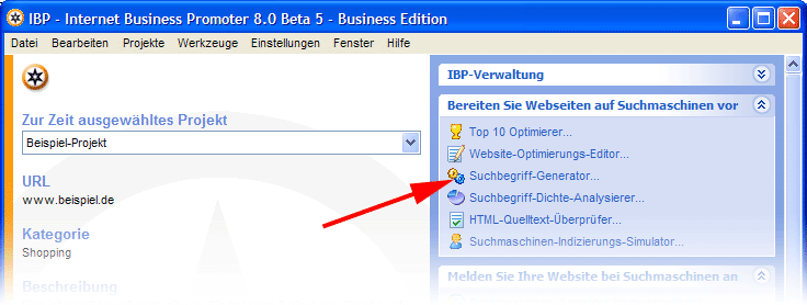 Schritt 1: Finden Sie die richtigen Suchbegriffe 18 Wie Sie IBP's Suchbegriff-Generator benutzen IBP's Suchbegriff-Generator ist sehr einfach zu benutzen.