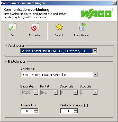 WAGO-I/O-SYSTEM 750 In Betrieb nehmen 143 Abbildung 44: WAGO Ethernet Settings Kommunikationsverbindung Haben Sie WAGO Ethernet Settings konfiguriert und auf [OK] geklickt, wird automatisch die