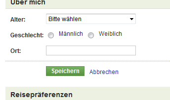 Über mich Klicken Sie auf Mein Profil und auf Über mich.