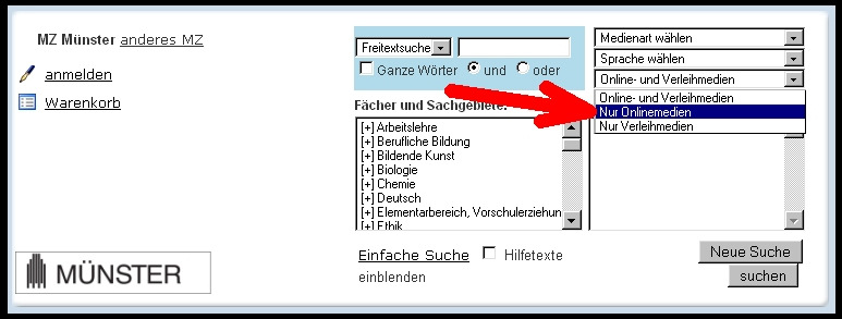 2. Recherche in der Mediendatenbank Die Mediendatenbank ermöglicht allen Internetnutzern insbesondere natürlich den Kunden des Medienzentrum - die Suche sowohl nach traditionellen trägergebunden