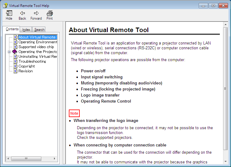 8. Anwender-Dienstprogramme Virtual Remote Tool verlassen 1 Klicken Sie auf das Virtual Remote Tool-Symbol in der Taskleiste. Das Pop-up-Menü wird angezeigt. 2 Klicken Sie auf Exit.