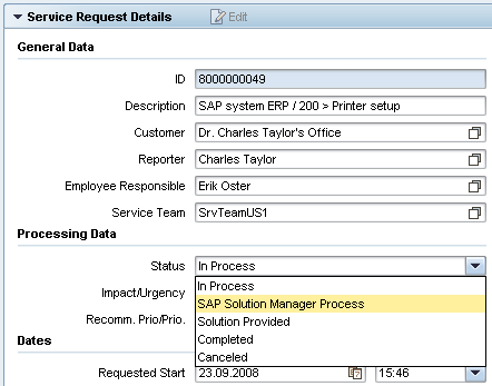 This will create a corresponding incident in the SAP Solution Manager and the incident will be processed there.