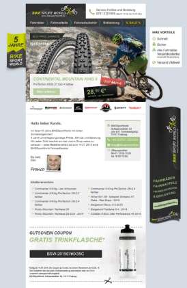 Werbeumsätze mit Anzeigen im Newsletter Monatlicher Newsletter: Mountainbike 10.