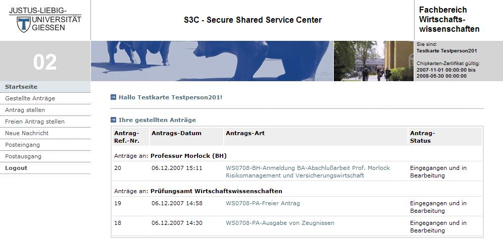 JLU Gießen Fachbereich Wirtschaftswissenschaften S3C Secure Shared Service Center 17 / 21 er beim Antragsempfänger eingegangen ist.