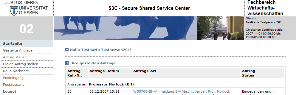 JLU Gießen Fachbereich Wirtschaftswissenschaften S3C Secure Shared Service Center 8 / 21 Abb.