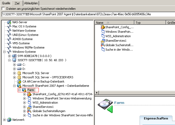 Durchführen einer Wiederherstellung auf Datenbankebene in SharePoint Server 2010 7.
