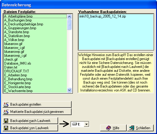 IMKI 1.0 - Die Imkersoftware 23 Das Register Datenfelder-Reihenfolge In diesem Register können Sie die Reihenfolge der Datensätze im Hauptmodul neu zuordnen.