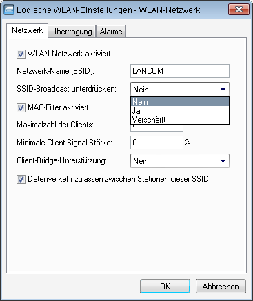 6 WLAN 6 WLAN 6.1 Closed-Network-Funktion: SSID-Broadcast unterdrücken Nur mit der Kenntnis des Service Set Identifiers (SSID) kann sich ein WLAN-Client mit dem entsprechenden Funknetzwerk verbinden.