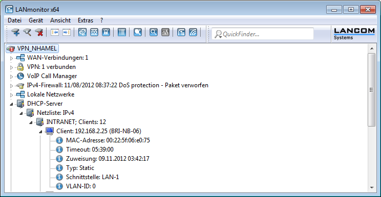 3 LCOS 1 Telnet: /Setup/DHCP/DHCP-Tabelle 1 Webconfig: