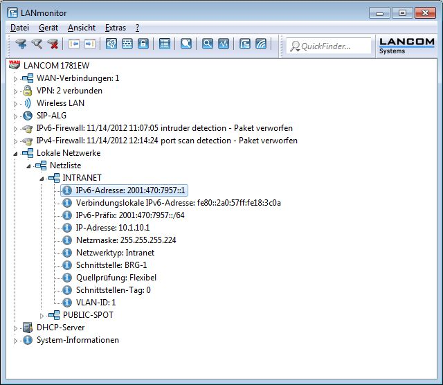 10 LCMS 10.3 Ergänzungen im LANmonitor 10.3.1 Anzeige lokaler IPv6-Adressen Ab LCOS-Version 8.