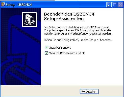 Installation der USBCNC-Software Den USB-CNC Controller noch nicht anschliessen. Dieser darf erst nach der Softwareinstallation angeschlossen werden. Die aktuelle Version der USBCNC-Software von www.
