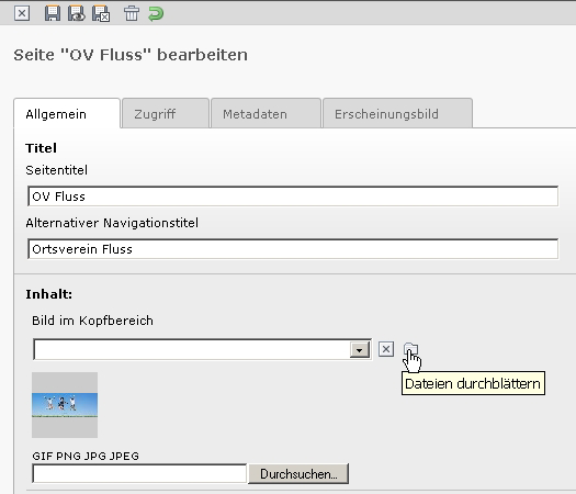 Foto hochladen 1. Startseite auswählen 2. Seiteneigenschaften bearbeiten (siehe Seite 8 unter 4.) 3. unter Kopfbereich evtl.