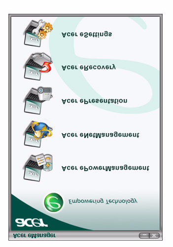 20 Verwenden der Systemprogramme Hinweis: Die Systemprogramm funktionieren nur unter Microsoft Windows XP. Acer emanager Acer emanager ist ein innovatives Programm für häufig verwendete Funktionen.