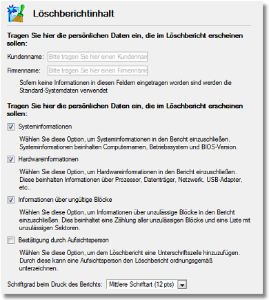 61 6.2.4 Löschen Löschoptionen Hier können Sie eine Löschmethode festlegen, die als Standard bei den Löschoperationen verwendet werden soll.