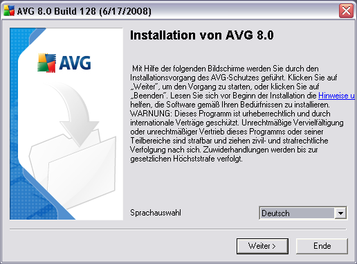 5. Installationsvorgang bei AVG Für die Installation von AVG auf Ihrem Computer benötigen Sie die aktuellste Installationsdatei.