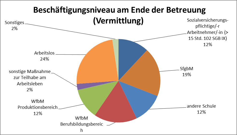 Die Kategorie Belastbarkeit hat sich bei den Klienten im Vergleich zum Vorjahr um 12% verringert und die Problematik der sozialen Fähigkeiten und die Frage der Arbeits- und Erwerbsfähigkeit sind