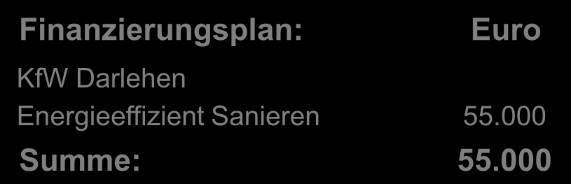 Finanzierungsbeispiel: Energieeffizient Sanieren Investitionsplan: Euro Austausch der Heizung 8.