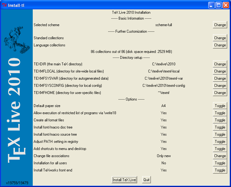 TeX-Live Installation auf Windows (fort.) Installation aus dem Netz (fort.