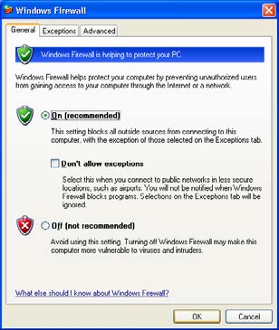 Klicken Sie in diesem Fall auf die Schaltfläche Cancel the block im Dialogfeld, um die Network Capture 5-Funktion zu aktivieren. (Diese Seite ist im Beispiel mit Windows XP beschrieben.