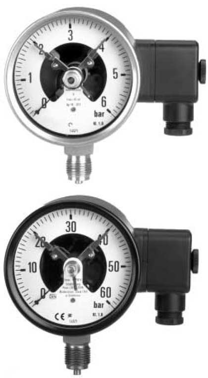3.6 Manometertypen 3.6.1 Rohrfedermanometer (Bourdonfeder) Kontaktfedermanometer zur Grenzwert- Erfassung (z.