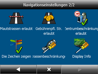 73 Navigator 8 Mautstrassen erlaubt/gesperrt - erlaubt/sperrt diese bei Berechnen der optimalen Route.