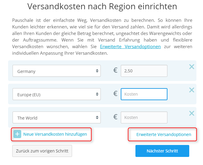 Unter weitere leistungsstarke Optionen können Sie Ihre Artikel bestimmten Kategorien zuordnen, eine Artikel-Nummer anlegen oder die Verfügbarkeit des