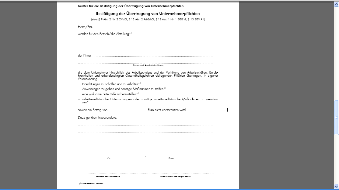 . personeller Geltungsbereich der Delegation räumliche/organisatorische Einräumung und Beschränkung des Handlungsspielraums insbesondere inhaltliche Einräumung und Beschränkung des Handlungsspielraums.