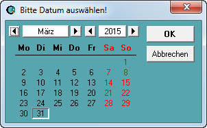 Datumsfelder: Doppelklick in Datumsfelder zeigt Ihnen einen Datumsauswahl Dialog Nutzen Sie die umfangreichen Filterfunktionen in den Listenansichten