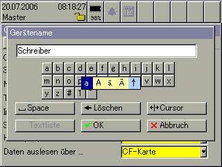 11.3 Gerätezeichensatz 11 Sprachen Bei neuen Sprachen können die Zeichen festgelegt werden, die am Bildschirmschreiber bei Texteingaben verwendet werden können. v Kapitel 11.