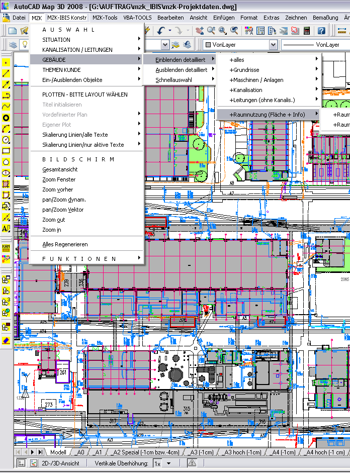 mzk: MehrZweckKataster Auf Autodesk AutoCAD-basiertes Arealinformations-System entwickelt von RAPP Infra AG 2D-Grundlagenpläne als Basis für thematische Sachebenen und grafische