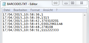 1.3 Arbeiten mit dem Barcodescanner 1.3.1 Barcode-Datei vom Scanner auf PC kopieren Ohne weitere Konfiguration muss die auf dem Scanner erstellte Datei (z.b. BARCODES.