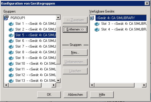 Geräteverwaltungsfunktionen Zuweisen von Slots zu Bibliotheksgruppen Mit CA ARCserve Backup können Sie einer Bibliotheksgruppe bestimmte Slots zuweisen.