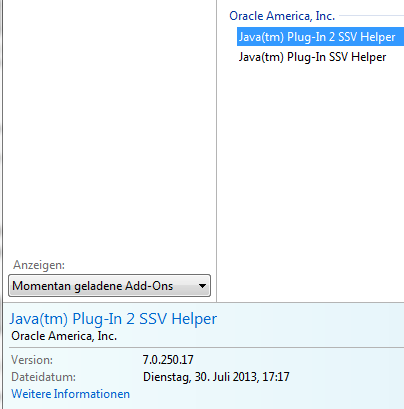 Internet Explorer Extras Add-Ons verwalten Java