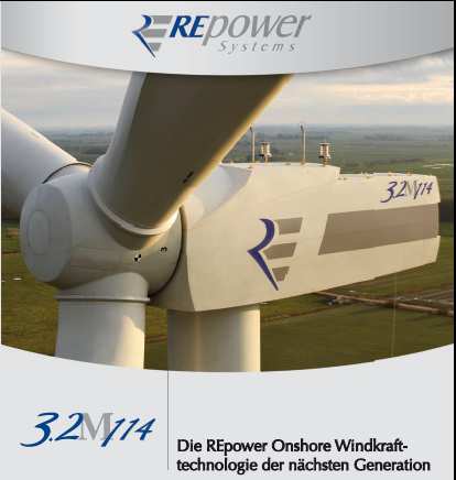 Wirtschaftlichkeit einer Windenergieanlage Eine Repower R3.2M114, 3.170 kw, 123 m Nh, kostet 4,63 Mio.