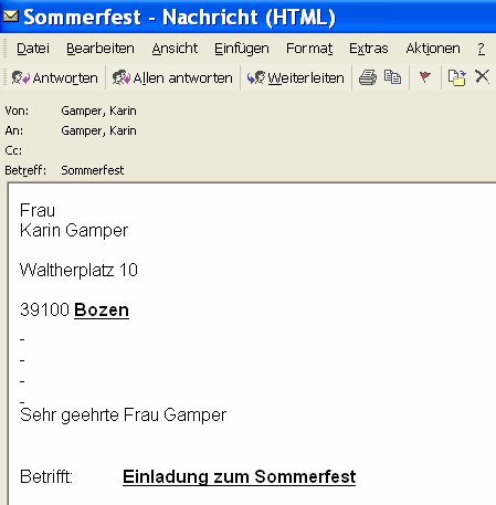 Seite 12 Wiederum kannst Du mit der Seriendruckvorschau die Daten überprüfen. Datensatz Nr.1 ist ein Herr und Datensatz Nr.2 eine Frau.