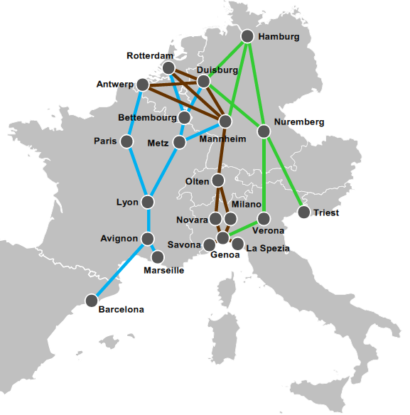 Machbarkeit eines Shuttle-Zuges Nutzen Shuttle-Zug Ligurische Häfen Hinterland Kapazitätssprung Alpentunnel Süd-Nord-Verbindungen wesentlich weniger ausgelastet als