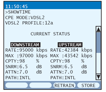 Seite 69 / 82 PROFILE: Displays the VDSL2 service profile. This is not applicable for ADSLx or VDSL1 modes.