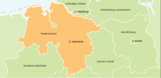 Niedersachsen Ca. 7,8 Mio. Einwohner flächenmäßig zweitgrößtes Bundesland Landeshauptstadt Hannover (DER deutsche Messestandort) Europaweit führender Mobilitätsstandort Schiffbauland Nr.